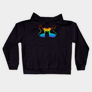 Cosmic Cats in Love (Rainbow) Kids Hoodie